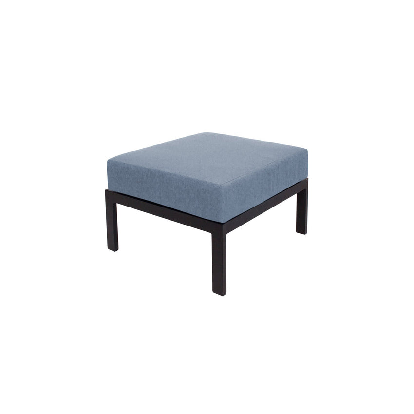 BFM Seating Belmar Outdoor Ottoman with Sunbrella Cushion, Sand Black Frame (BFM - PH6106BL) - SchoolOutlet