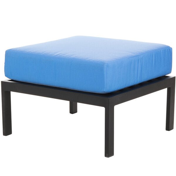 BFM Seating Belmar Outdoor Ottoman with Sunbrella Cushion, Sand Black Frame (BFM - PH6106BL) - SchoolOutlet