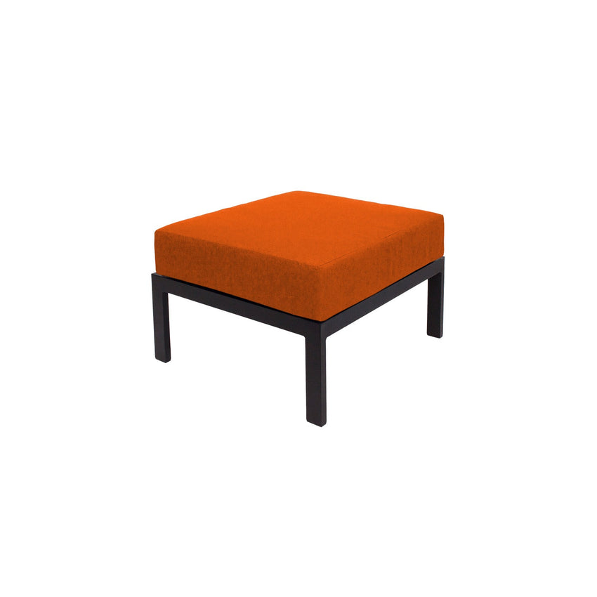 BFM Seating Belmar Outdoor Ottoman with Sunbrella Cushion, Sand Black Frame (BFM - PH6106BL) - SchoolOutlet