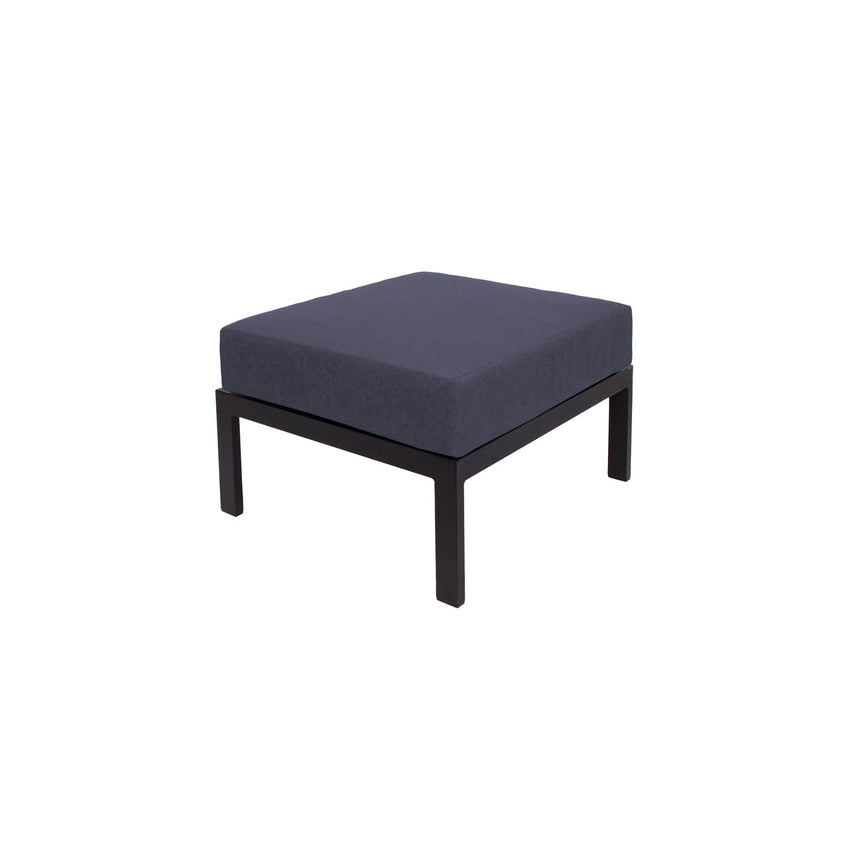 BFM Seating Belmar Outdoor Ottoman with Sunbrella Cushion, Sand Black Frame (BFM - PH6106BL) - SchoolOutlet