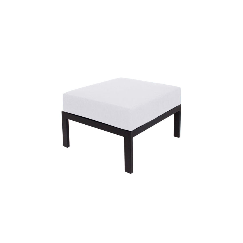BFM Seating Belmar Outdoor Ottoman with Sunbrella Cushion, Sand Black Frame (BFM - PH6106BL) - SchoolOutlet