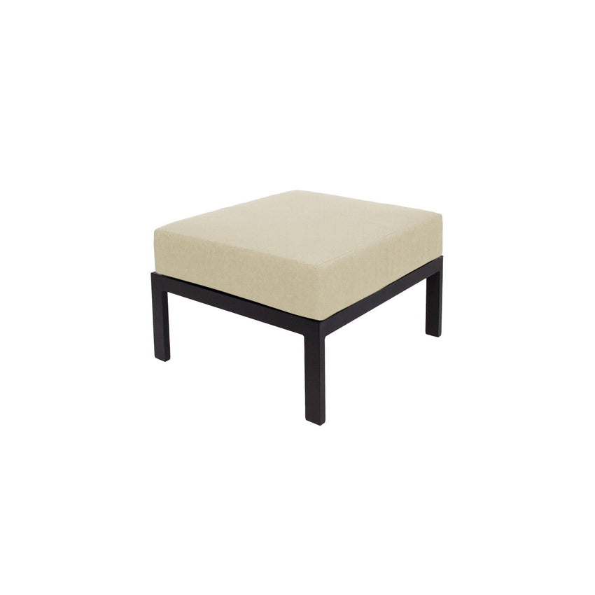BFM Seating Belmar Outdoor Ottoman with Sunbrella Cushion, Sand Black Frame (BFM - PH6106BL) - SchoolOutlet