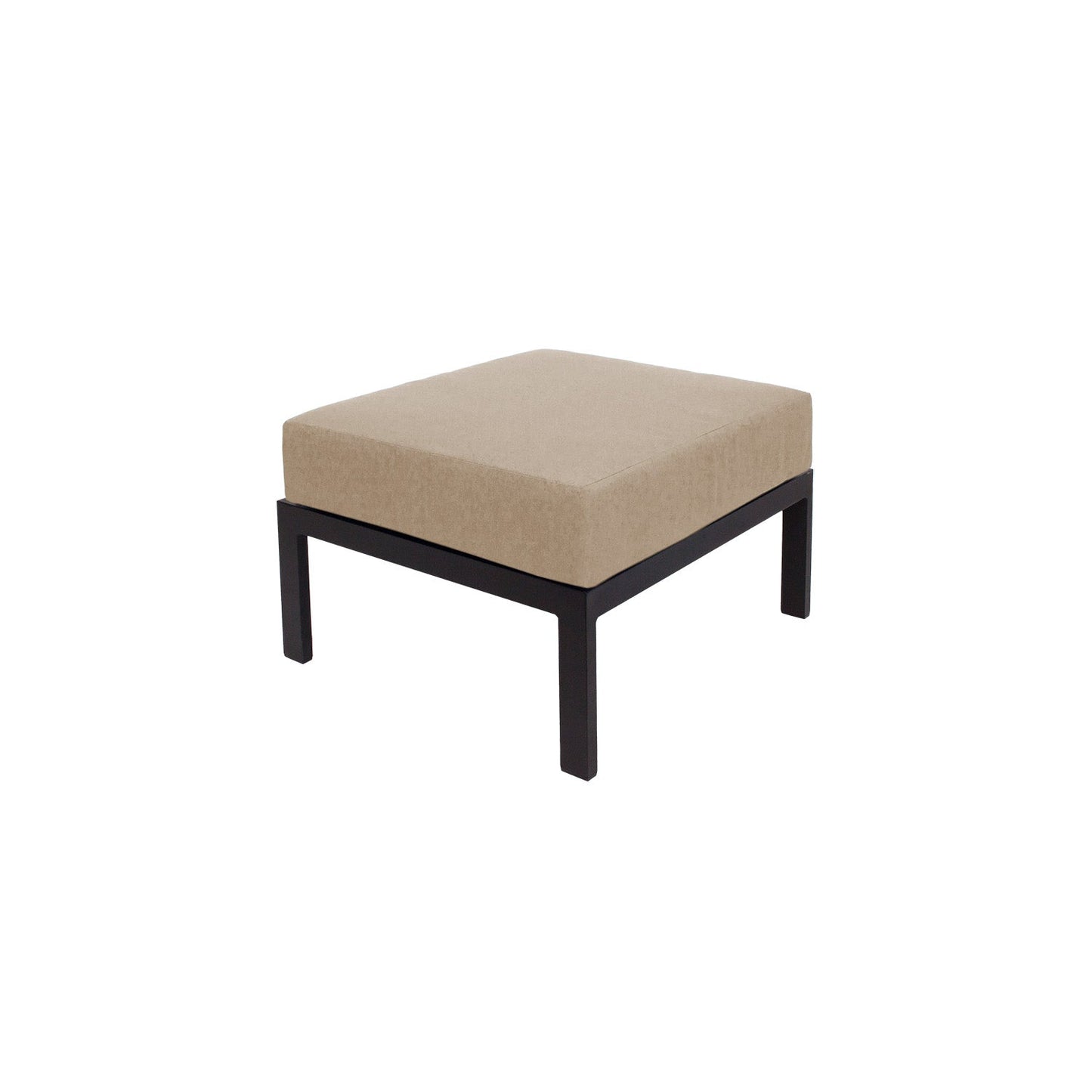 BFM Seating Belmar Outdoor Ottoman with Sunbrella Cushion, Sand Black Frame (BFM - PH6106BL) - SchoolOutlet