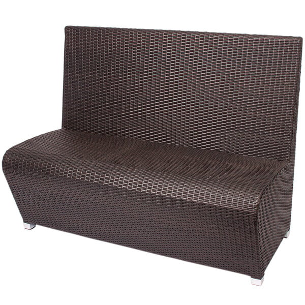 BFM Seating Cancun Wicker Outdoor Booth Bench - (BFM - PH7100) - SchoolOutlet