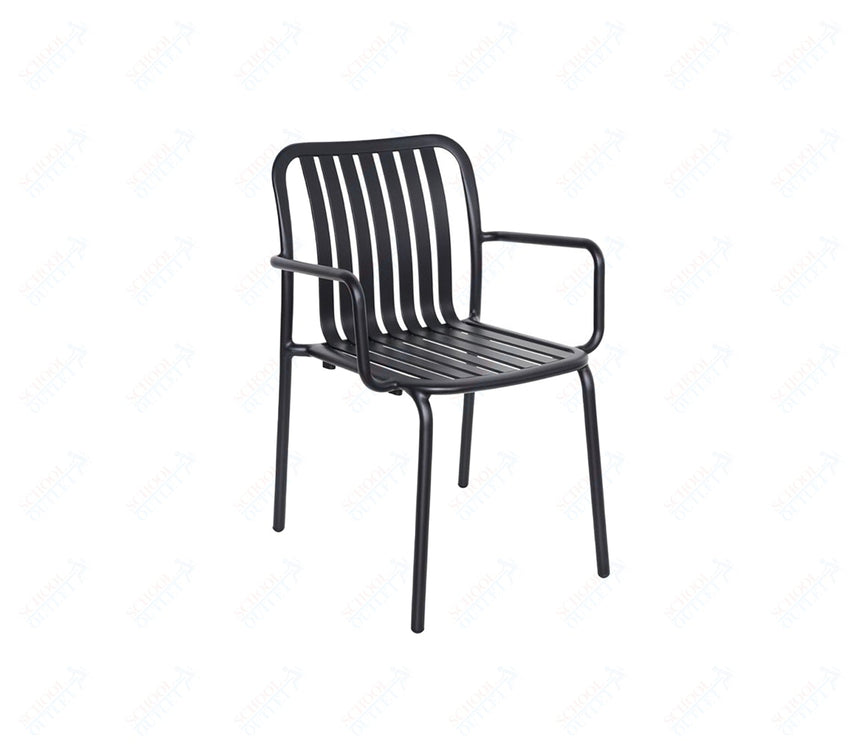 BFM Seating Key West - Vertical Slat Stacking Armchair - Powder Coated Aluminum - (BFM - PHKWAC) - SchoolOutlet