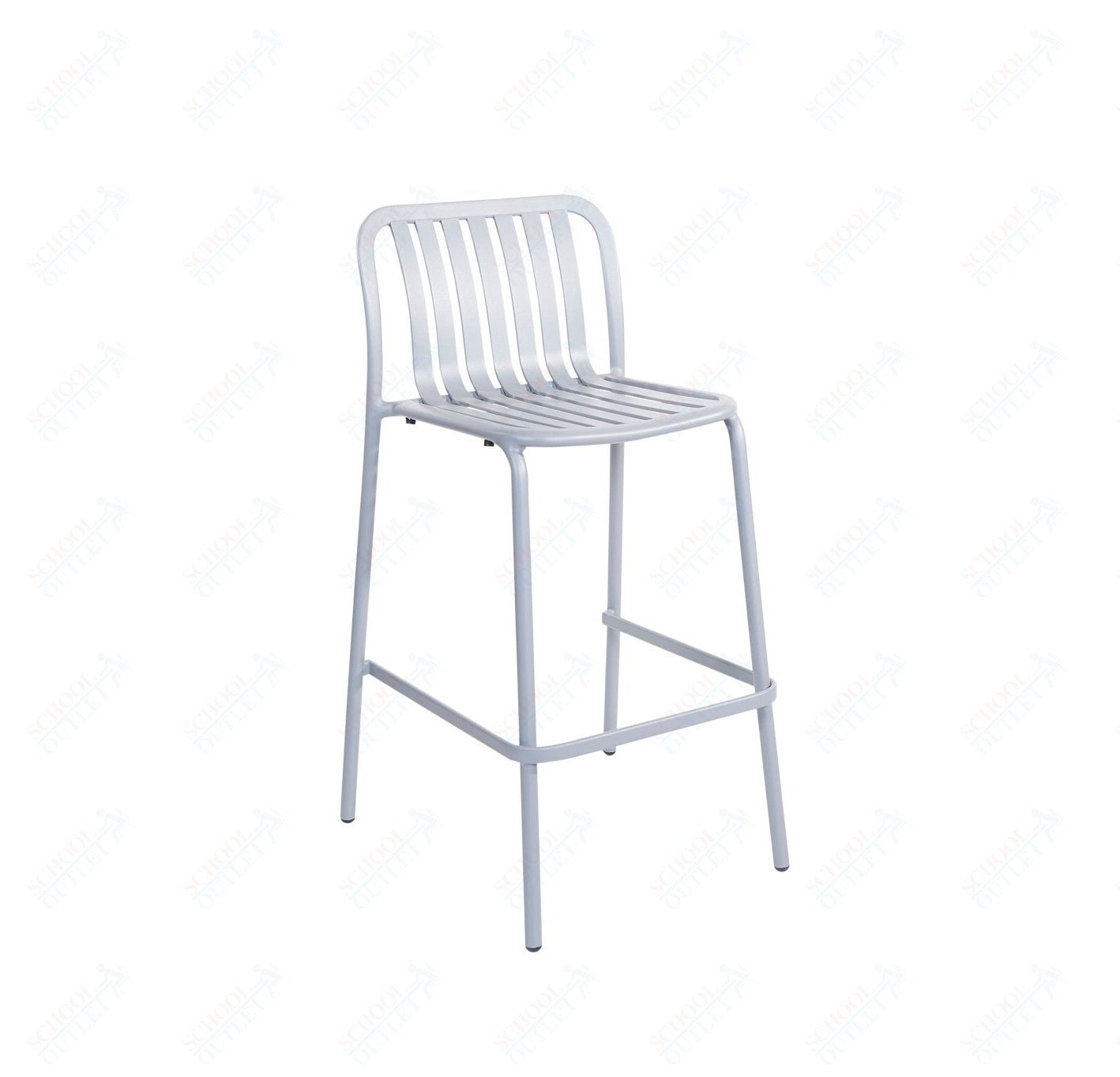 BFM Seating Key West - Vertical Slat Stacking Barstool - Powder Coated Aluminum - (BFM - PHKWBS) - SchoolOutlet