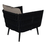BFM Seating Cayman Armchair - Black flat rope, Black powder coat aluminum, ganging bracket - (BFM - PHPABLBL) - SchoolOutlet