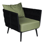 BFM Seating Cayman Armchair - Black flat rope, Black powder coat aluminum, ganging bracket - (BFM - PHPABLBL) - SchoolOutlet
