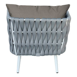 BFM Seating Cayman Armchair - Medium Gray Flat Rope, White Powder Coat Aluminum, Ganging Bracket - 10.5" Seat Height(BFM-PHPAGRWH