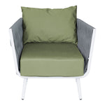 BFM Seating Cayman Armchair - Medium Gray flat rope, White powder coat aluminum, ganging bracket - (BFM - PHPAGRWH - SchoolOutlet
