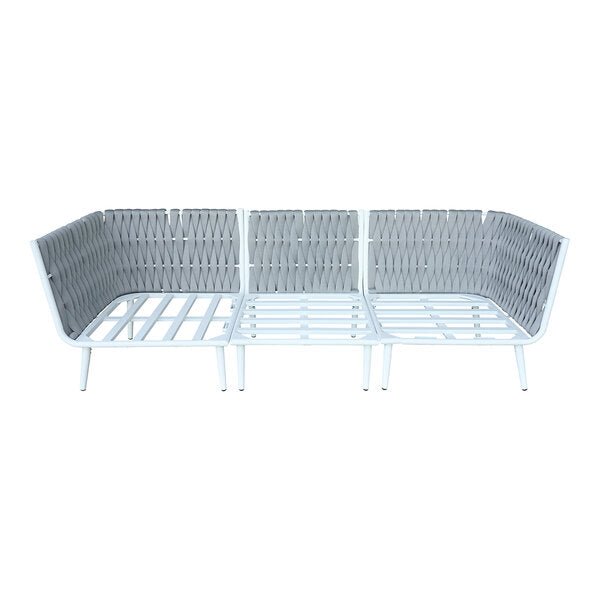 BFM Seating Cayman Sofa - Black flat rope, Black powder coat aluminum, ganging bracket (BFM - PHPBLBL) - SchoolOutlet