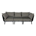 BFM Seating Cayman Sofa - Black flat rope, Black powder coat aluminum, ganging bracket (BFM - PHPBLBL) - SchoolOutlet