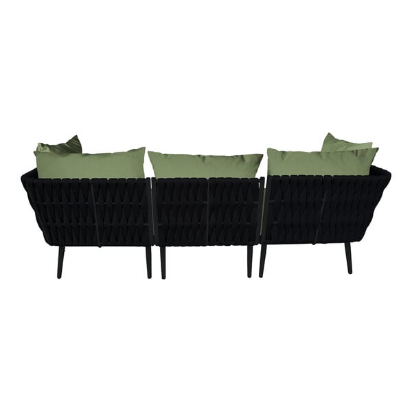 BFM Seating Cayman Sofa - Black flat rope, Black powder coat aluminum, ganging bracket (BFM - PHPBLBL) - SchoolOutlet