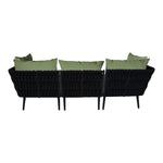 BFM Seating Cayman Sofa - Black flat rope, Black powder coat aluminum, ganging bracket (BFM - PHPBLBL) - SchoolOutlet