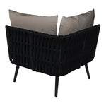 BFM Seating Cayman Corner Sofa - Black flat rope, Black powder coat aluminum, ganging bracket - (BFM - PHPCBLBL) - SchoolOutlet