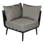 BFM Seating Cayman Corner Sofa - Black flat rope, Black powder coat aluminum, ganging bracket - (BFM - PHPCBLBL) - SchoolOutlet