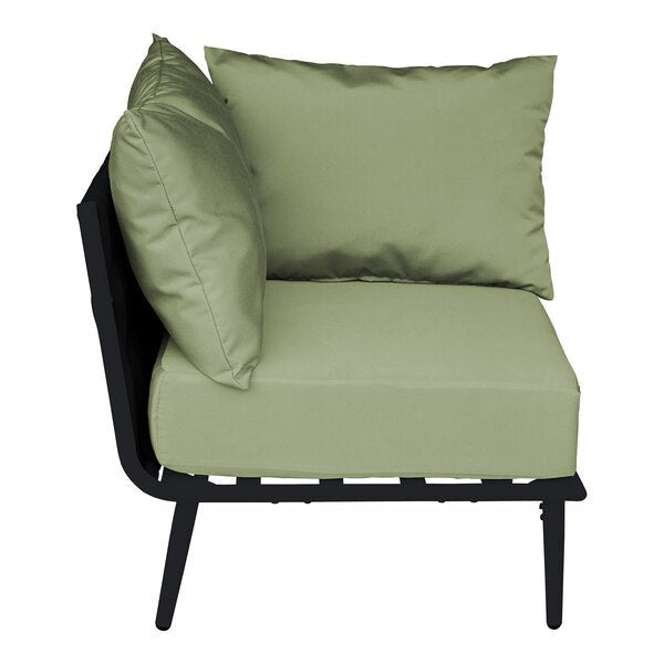 BFM Seating Cayman Corner Sofa - Black flat rope, Black powder coat aluminum, ganging bracket - (BFM - PHPCBLBL) - SchoolOutlet