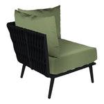 BFM Seating Cayman Corner Sofa - Black flat rope, Black powder coat aluminum, ganging bracket - (BFM - PHPCBLBL) - SchoolOutlet