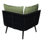 BFM Seating Cayman Corner Sofa - Black flat rope, Black powder coat aluminum, ganging bracket - (BFM - PHPCBLBL) - SchoolOutlet