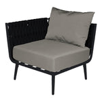 BFM Seating Cayman Corner Sofa - Black flat rope, Black powder coat aluminum, ganging bracket - (BFM - PHPCBLBL) - SchoolOutlet