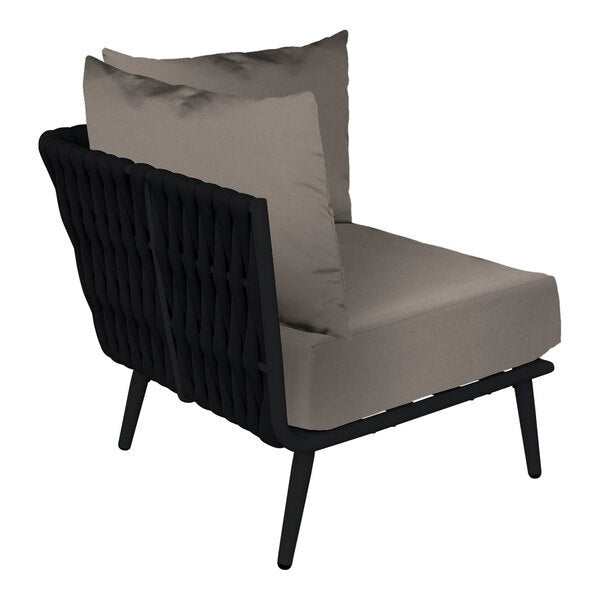 BFM Seating Cayman Corner Sofa - Black flat rope, Black powder coat aluminum, ganging bracket - (BFM - PHPCBLBL) - SchoolOutlet