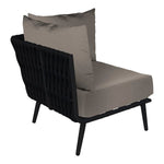 BFM Seating Cayman Corner Sofa - Black flat rope, Black powder coat aluminum, ganging bracket - (BFM - PHPCBLBL) - SchoolOutlet