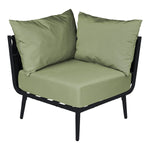 BFM Seating Cayman Corner Sofa - Black flat rope, Black powder coat aluminum, ganging bracket - (BFM - PHPCBLBL) - SchoolOutlet