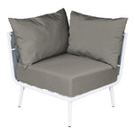 BFM Seatign Cayman Corner Sofa - Medium Gray flat rope, White powder coat aluminum, ganging bracket - (BFM - PHPCGRWH) - SchoolOutlet