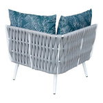BFM Seatign Cayman Corner Sofa - Medium Gray flat rope, White powder coat aluminum, ganging bracket - (BFM - PHPCGRWH) - SchoolOutlet