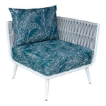 BFM Seatign Cayman Corner Sofa - Medium Gray flat rope, White powder coat aluminum, ganging bracket - (BFM - PHPCGRWH) - SchoolOutlet