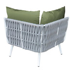 BFM Seatign Cayman Corner Sofa - Medium Gray flat rope, White powder coat aluminum, ganging bracket - (BFM - PHPCGRWH) - SchoolOutlet