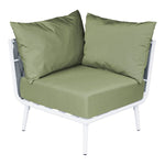 BFM Seatign Cayman Corner Sofa - Medium Gray flat rope, White powder coat aluminum, ganging bracket - (BFM - PHPCGRWH) - SchoolOutlet