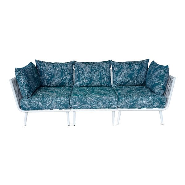 BFM Seating Cayman Sofa - Black flat rope, Black powder coat aluminum, ganging bracket (BFM - PHPBLBL) - SchoolOutlet
