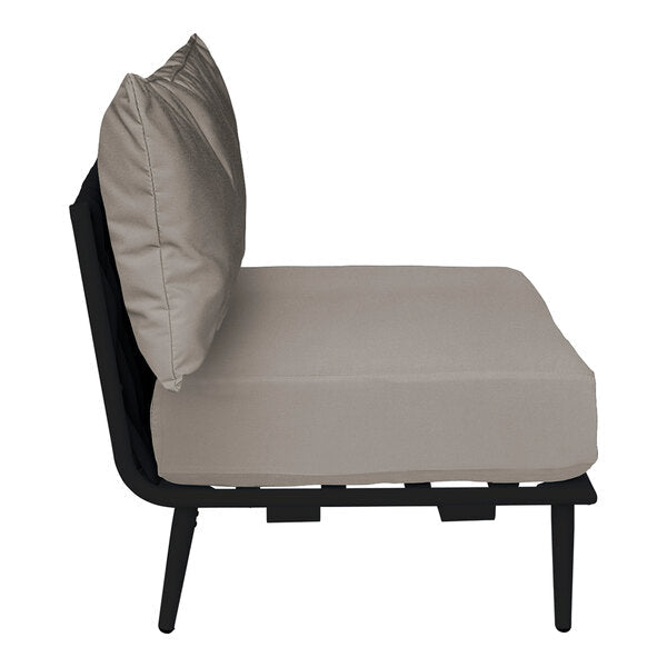 BFM Seating Cayman Middle Sofa - Black flat rope, Black powder coat aluminum, ganging bracket - (BFM - PHPMBLBL) - SchoolOutlet