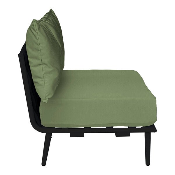 BFM Seating Cayman Middle Sofa - Black flat rope, Black powder coat aluminum, ganging bracket - (BFM - PHPMBLBL) - SchoolOutlet