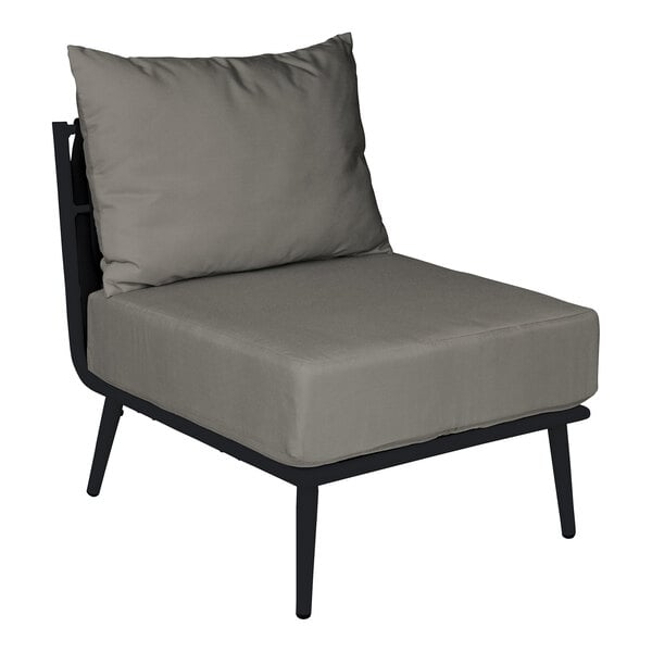 BFM Seating Cayman Middle Sofa - Black flat rope, Black powder coat aluminum, ganging bracket - (BFM - PHPMBLBL) - SchoolOutlet