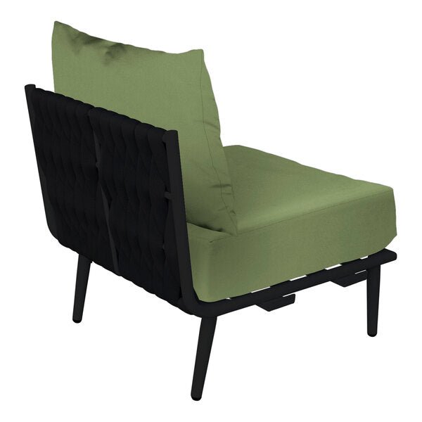 BFM Seating Cayman Middle Sofa - Black flat rope, Black powder coat aluminum, ganging bracket - (BFM - PHPMBLBL) - SchoolOutlet