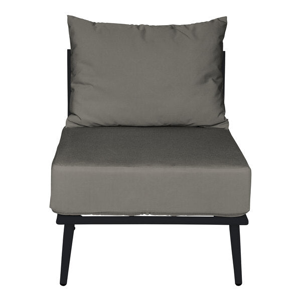 BFM Seating Cayman Middle Sofa - Black flat rope, Black powder coat aluminum, ganging bracket - (BFM - PHPMBLBL) - SchoolOutlet