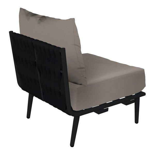 BFM Seating Cayman Middle Sofa - Black flat rope, Black powder coat aluminum, ganging bracket - (BFM - PHPMBLBL) - SchoolOutlet