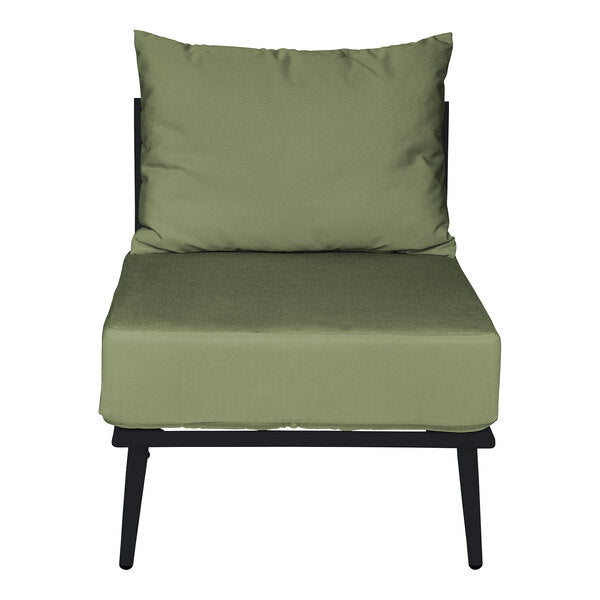 BFM Seating Cayman Middle Sofa - Black flat rope, Black powder coat aluminum, ganging bracket - (BFM - PHPMBLBL) - SchoolOutlet