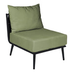 BFM Seating Cayman Middle Sofa - Black flat rope, Black powder coat aluminum, ganging bracket - (BFM - PHPMBLBL) - SchoolOutlet