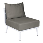 BFM Seating Cayman Middle Sofa - Medium Gray flat rope, White powder coat aluminum, ganging bracket - (BFM - PHPMGRWH - SchoolOutlet