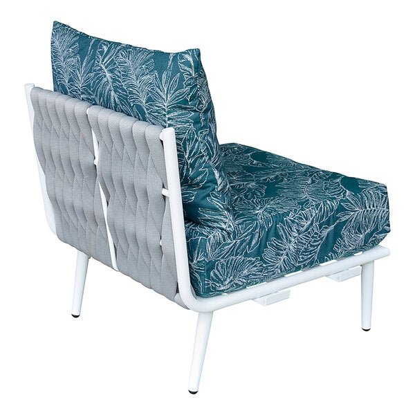 BFM Seating Cayman Middle Sofa - Medium Gray flat rope, White powder coat aluminum, ganging bracket - (BFM - PHPMGRWH - SchoolOutlet