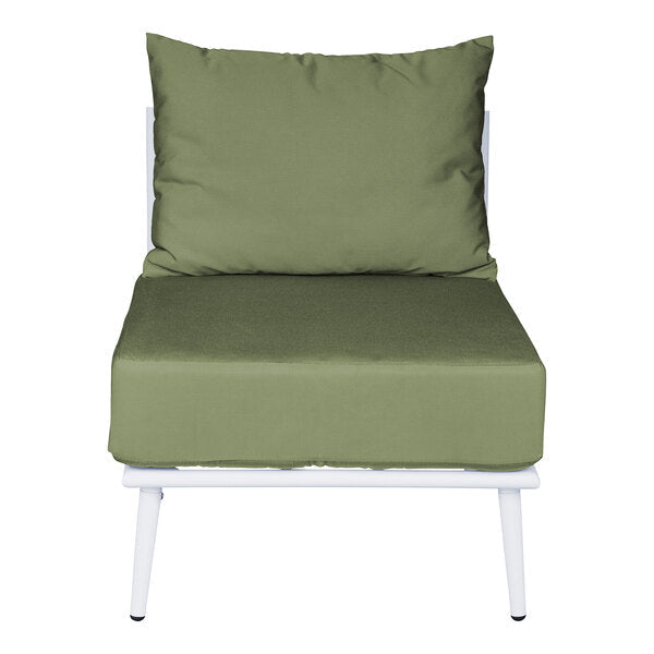 BFM Seating Cayman Middle Sofa - Medium Gray flat rope, White powder coat aluminum, ganging bracket - (BFM - PHPMGRWH - SchoolOutlet