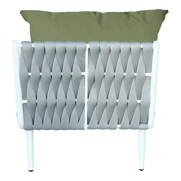 BFM Seating Cayman Middle Sofa - Medium Gray flat rope, White powder coat aluminum, ganging bracket - (BFM - PHPMGRWH - SchoolOutlet