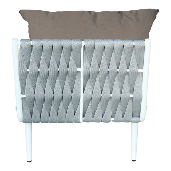 BFM Seating Cayman Middle Sofa - Medium Gray flat rope, White powder coat aluminum, ganging bracket - (BFM - PHPMGRWH - SchoolOutlet