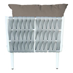 BFM Seating Cayman Middle Sofa - Medium Gray flat rope, White powder coat aluminum, ganging bracket - (BFM - PHPMGRWH - SchoolOutlet