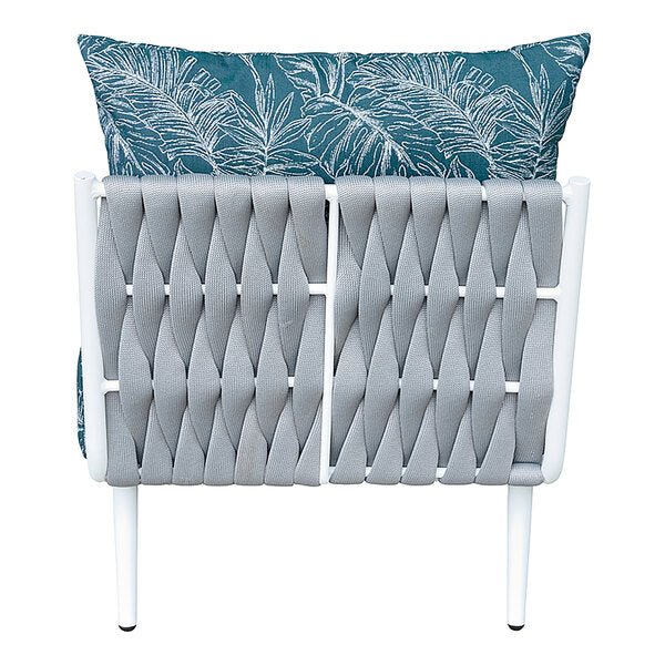 BFM Seating Cayman Middle Sofa - Medium Gray flat rope, White powder coat aluminum, ganging bracket - (BFM - PHPMGRWH - SchoolOutlet