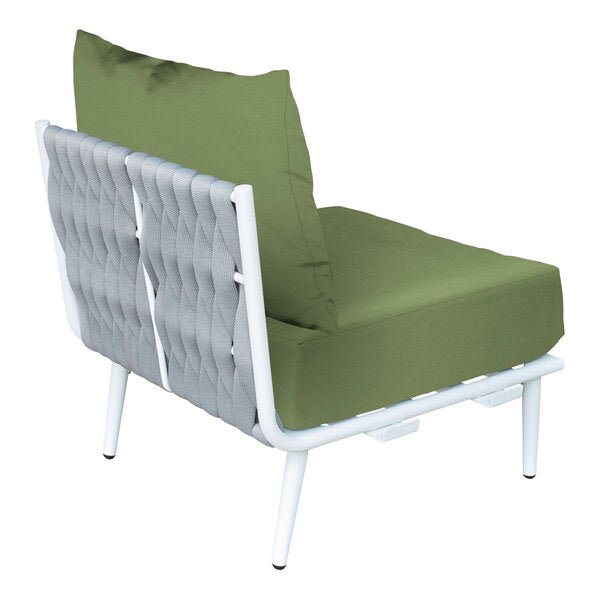BFM Seating Cayman Middle Sofa - Medium Gray flat rope, White powder coat aluminum, ganging bracket - (BFM - PHPMGRWH - SchoolOutlet