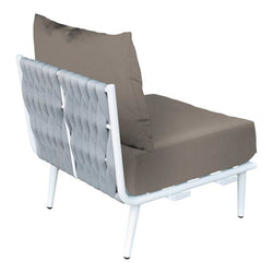 BFM Seating Cayman Middle Sofa - Medium Gray flat rope, White powder coat aluminum, ganging bracket - (BFM-PHPMGRWH
